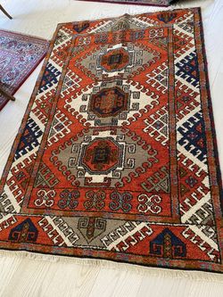 SUPER VEG DYE VISS KAZAK BAKHSHAYESH HERIZ SERAPI HERIZ 4x6.2 Handmade CAUCASIAN RUG