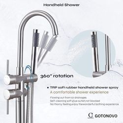 Freestanding Bathtub Faucet with Hand Held Shower Spray - Brushed Nickel