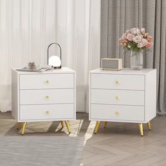 Set If Two 3-Drawer Nightstand Drawer Storage End Table 