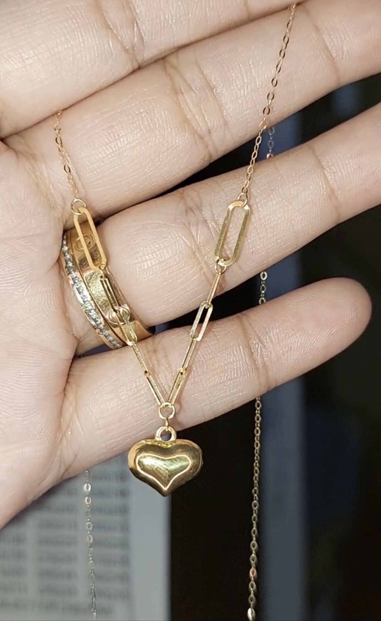 Real 18k Gold Necklace With Heart Pendant