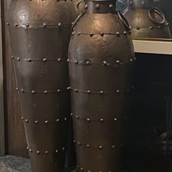 Vintage Rustic Metal Floor Vases