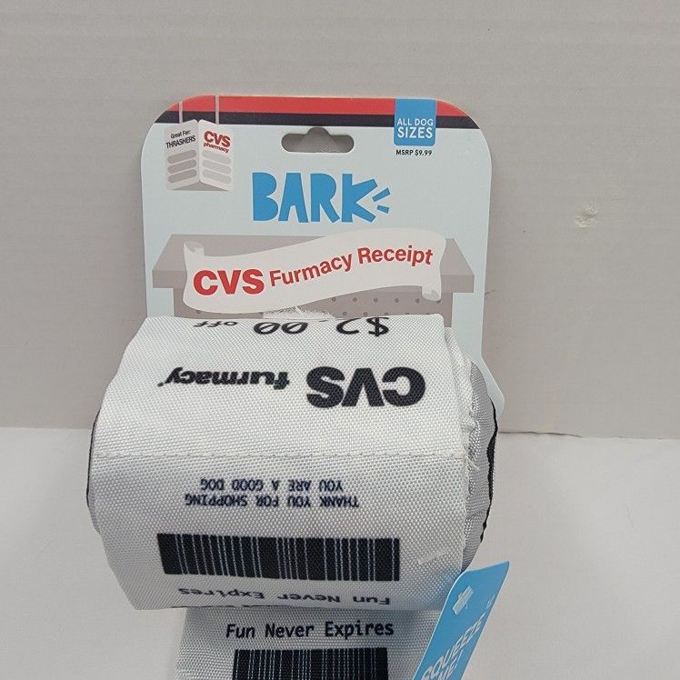 Bark Box Receipts Dog Toy Durable Puppy Squeaky Rolls Chew Crinkle CVS Pharmacy