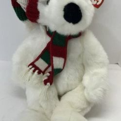 1997 TY Christmas White Teddy Bear Stuffed Animal Plush Holiday Romeo VTG Plush