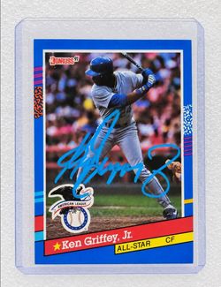 Ken Griffey Jr. Signed 1997 Donruss All-Star Card — Bold Blue Autograph w/ Signing Photo