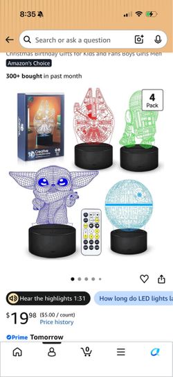 Star Wars 3D LED Night Light Lamp 4-Pack