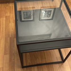 End Table Matte Black Glass Top