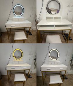 Vanity blanco con dorado