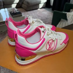 Louis Vuitton White & Pink Leather Trainers