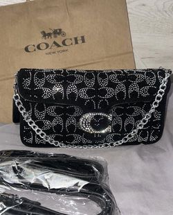 Black Coach Tabby Shoulder Bag 26 w/ Crystal Beading