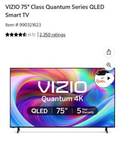 VIZIO 75 inch QUANTUM 4 K SMART TV  QLED