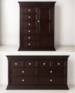 3-Piece Bedroom Set – Bed, Dresser & Armoire – Espresso Wood