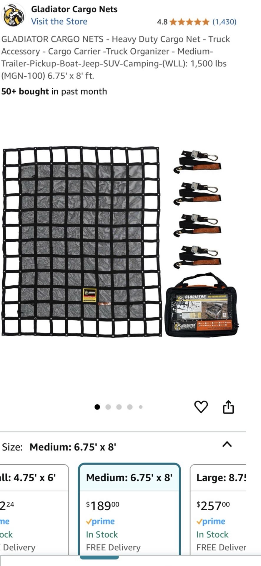 Gladiator Cargo Gear - SafetyWeb Cargo Net - Heavy Duty, Adjustable