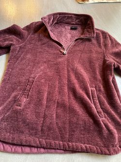 Burgundy Quarter-Zip Fleece Pullover Sweatshirt
