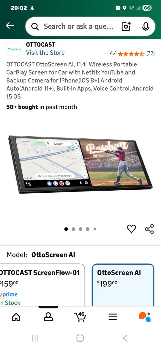 OttoCast CarPlay Screen AI  Wireless 11" 