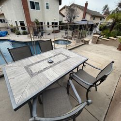 Outdoor Patio Set- Tile Top Table and 4 Chairs 