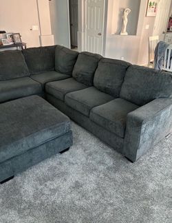 Dark Gray Fabric Sectional Sofa with Chaise
