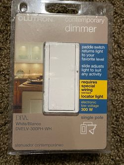 Lutron Diva Dimmer Switch for Electronic Low Voltage, 300-Watt/Single-Pole, White (DVELV-300PH-WH)