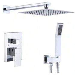 Single Handle 1-Spray Shower Faucet 12 in. Wall Mount Shower System 1.8 GPM with Ceramic Disc Valves in Polished Chrome