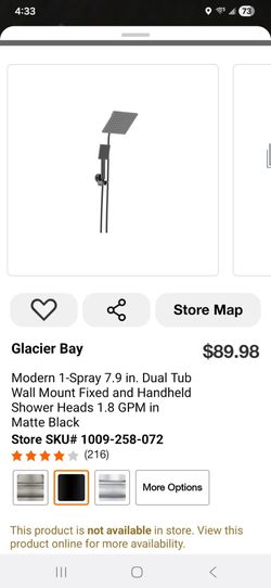 Modern 1-Spray Dual Tub Wall Mount Fixed and Handheld Shower Head