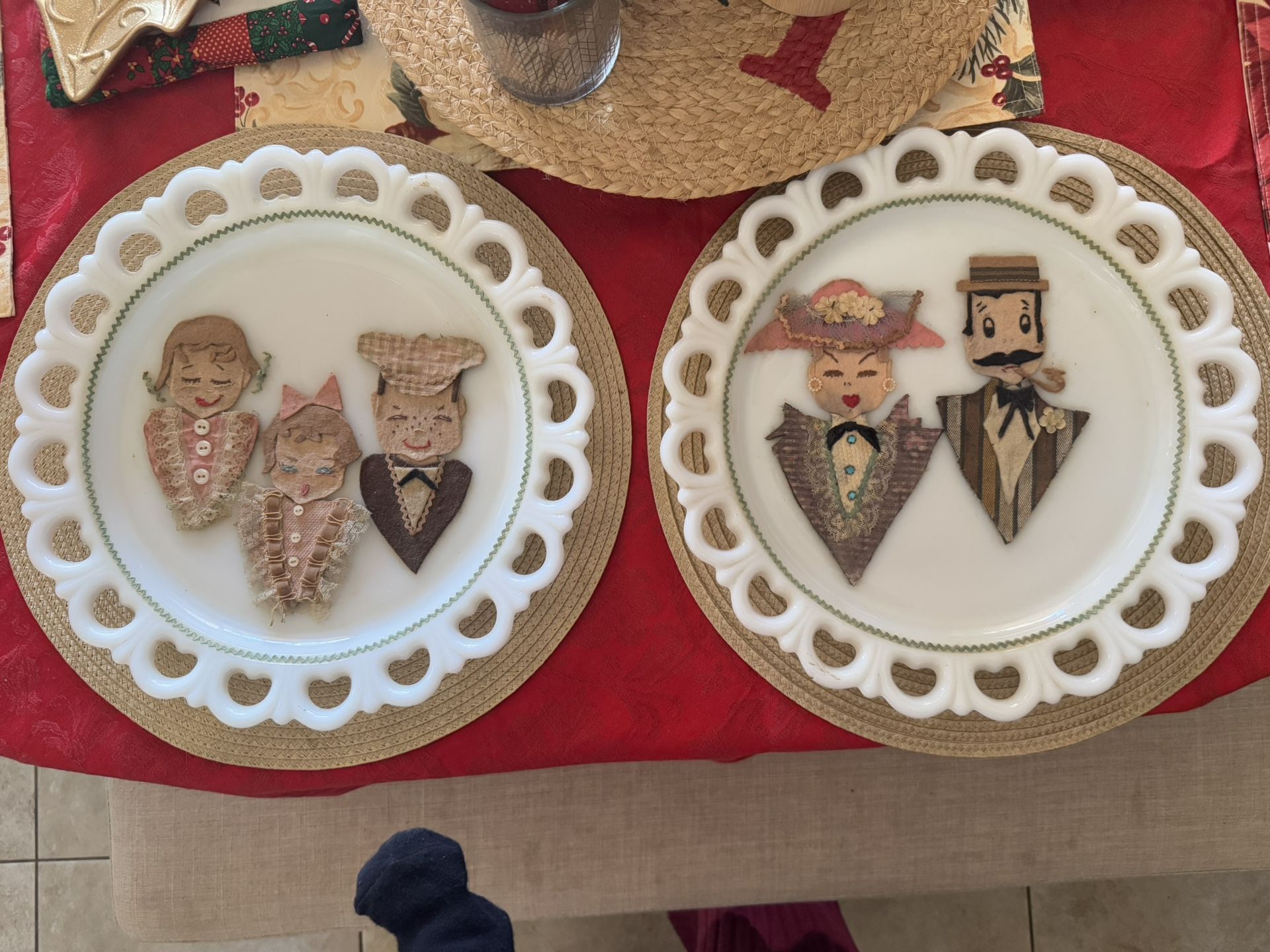 Vintage Decorative Milk Glass Plates