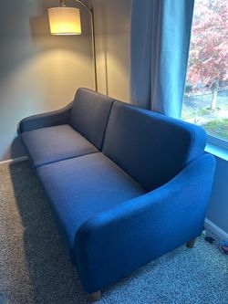 Blue Fabric Loveseat Sofa