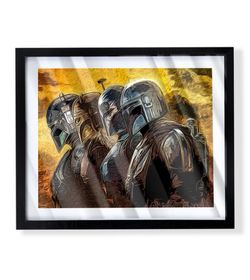 Custom Mandalorian art piece on black frame