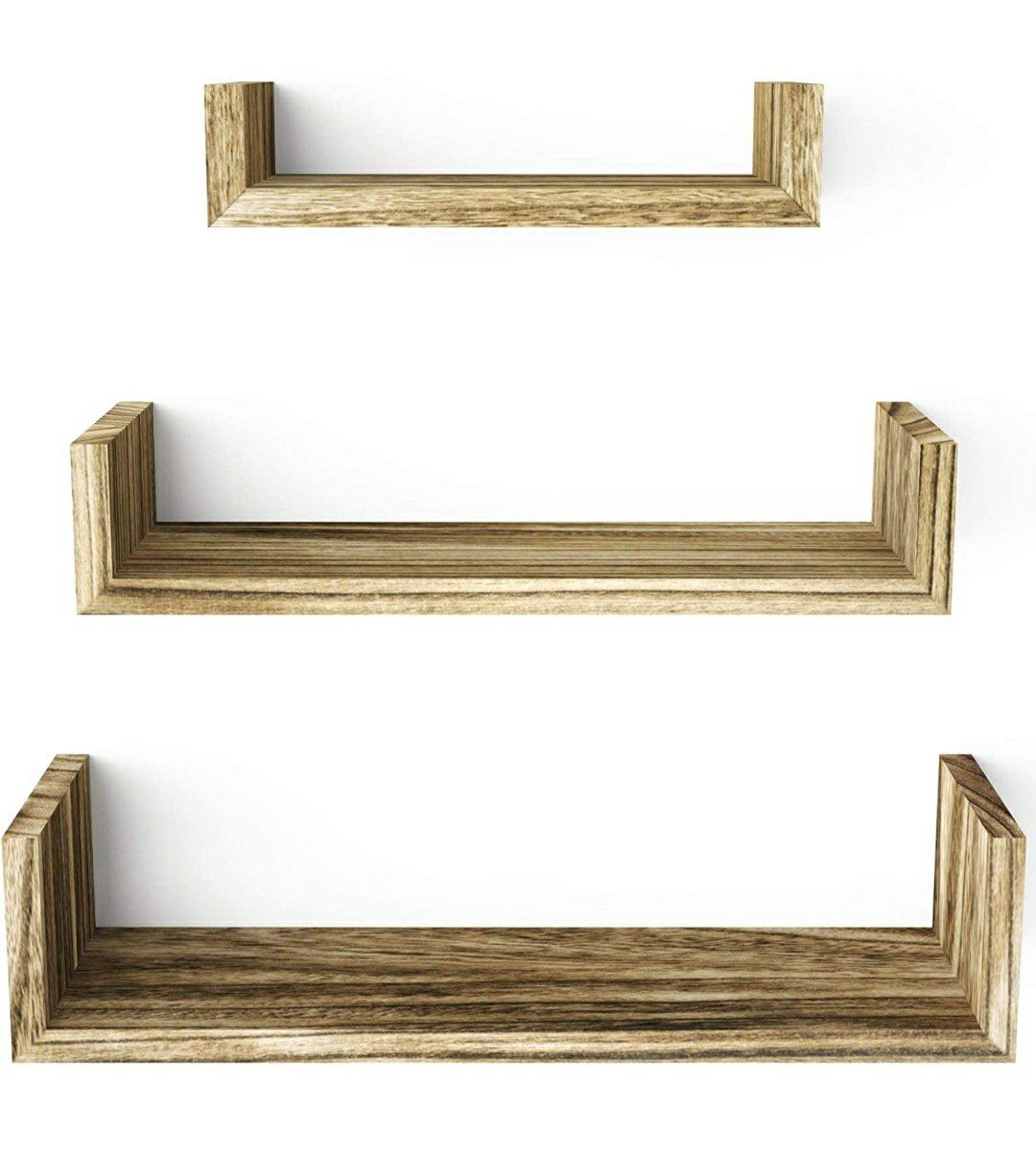 3 Tier Hanging Wall Mounted, Solid Wood Wall Shelves
