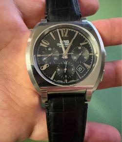 Oris Frank Sinatra Automatic Chronograph Watch Black Dial Ref 7574 Cal 676 Runs