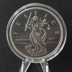 2023 Gibraltar Lady Justice 1oz Antiqued Silver Coin 