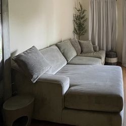 Lodge Fog Grey Chenille 2 Piece 139" Fabric Sectional With Left Arm Facing Oversized Chaise