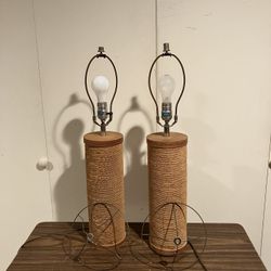 2 MID CENTURY MODERN Gregory Van Pelt Corrugated Cylindrical Table Lamps