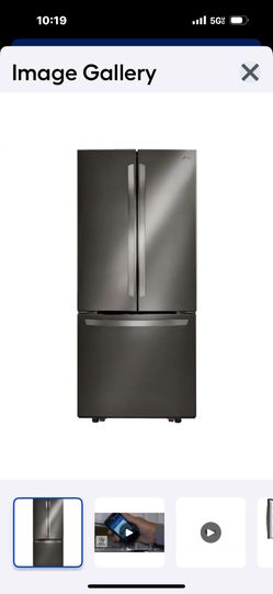 LG Standard Depth 21.8 cu ft 3 Door 30-in Wide  French Door  Refrigerator With Ice Maker (Black Stainless Steel)