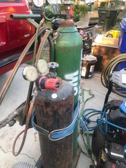 Oxy-Acetylene Tanks and Cart