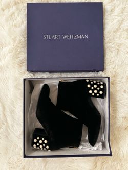 Authentic Stuart Weitzman Black Velvet Booties