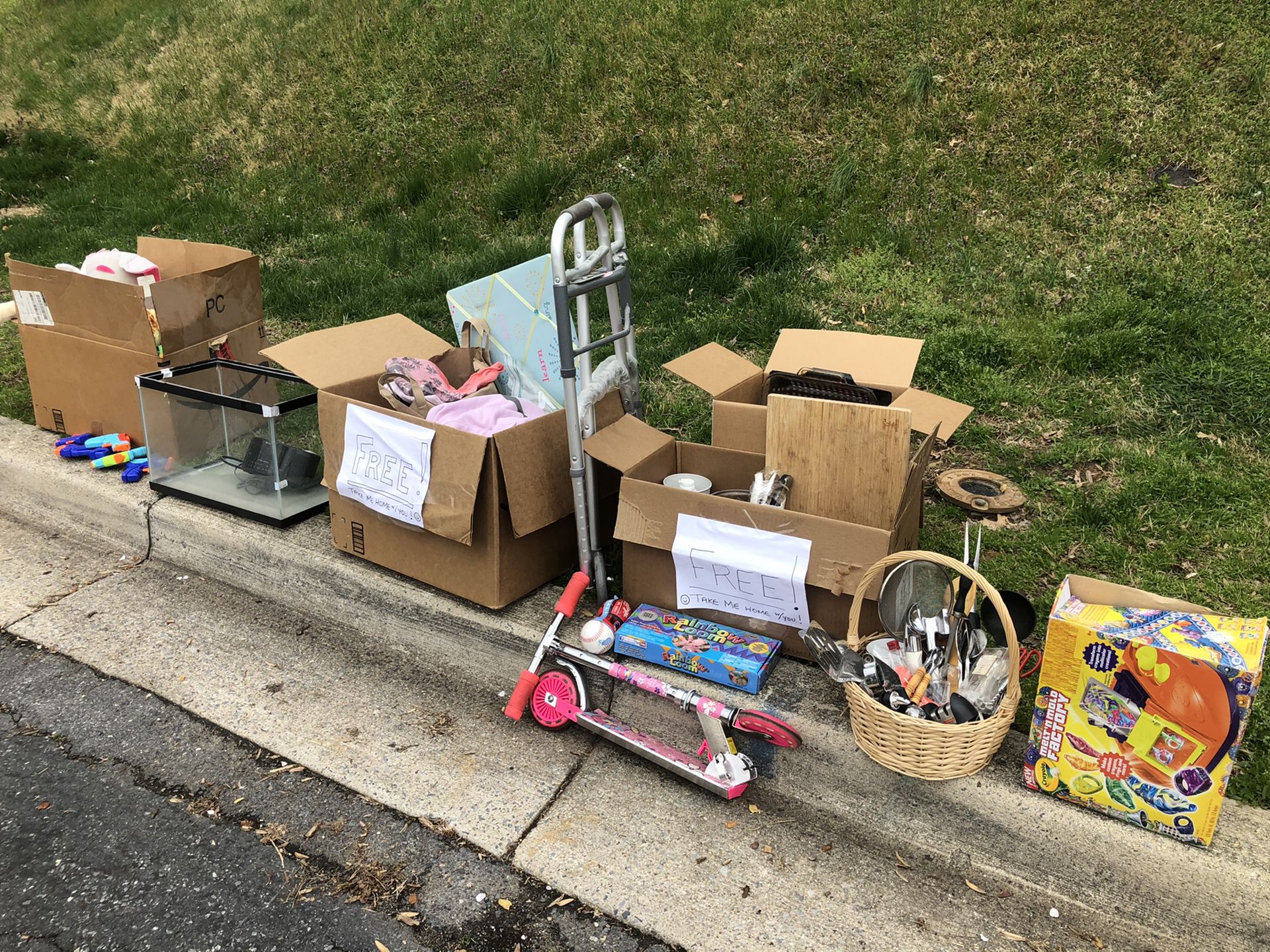 FREE - Curb Alert - Free Items! Toys - Scooter - Girls Clothes (8-12) - Walker - Basket - Vase - Clock Radio - Aquarium - Kitchen Items - And More!!