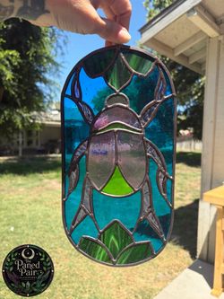 Stained Glass Beetle Suncatcher Panel