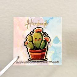 Handmade Cactus Pin | Shrink Plastic Pin