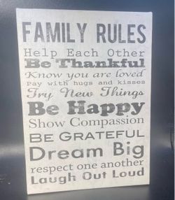 Family Rules Canvas Wall Decor (9x6.5”)