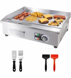 22" Commercial Electric Griddle,Electric Countertop Flat Top Griddle,110V 1600W Electric Flat Top Grill,Non-Stick Restaurant Teppanyaki Stainless Stee