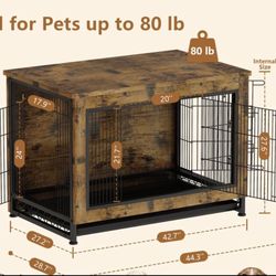 wooden dog crate furniture with pull out tray, three door