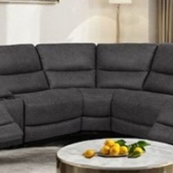 Brand New Grey Super Plush Power Reclining Sectional Sofa 