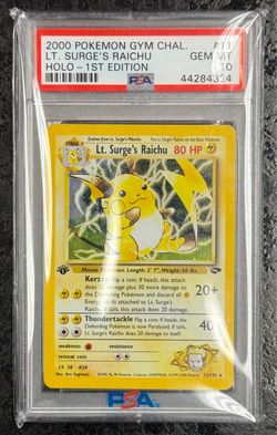 2000 POKÉMON GYM CHALLENGE LT. SURGE'S RAICHU HOLO-1ST EDITION #11 💎 PSA 10