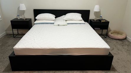 King Coffee Brown Bed Frame with 2 Storage Drawers