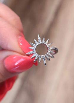 925 Sterling Silver Sun Flower CZ Zircon Ring