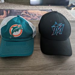 Hats - Miami Dolphins & Miami Marlins