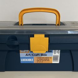 ProArt 12” Art Storage Box Art/Craft Box Blue Tackle Box Lockable 12” X 8” X 5”