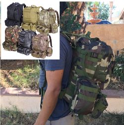 New 55L military style backpack with detachable pouches Waterproof Hiking Camping School SEE ALL COLORS
