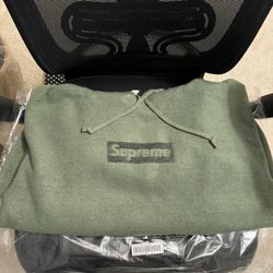 Supreme Box logo inside Out Hoodie. Small olive