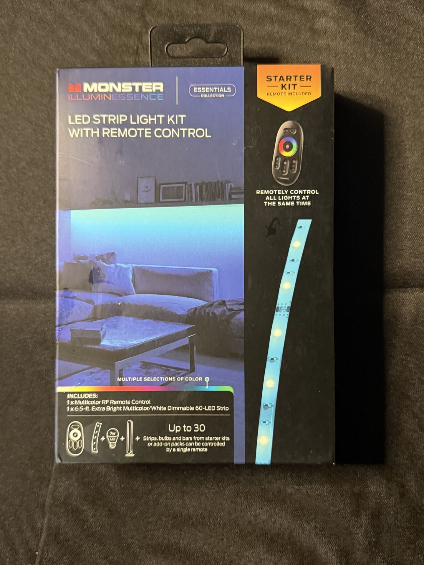 NEW-Monster Illuminessence LED Strip Starter Light Kit + Remote Multicolor