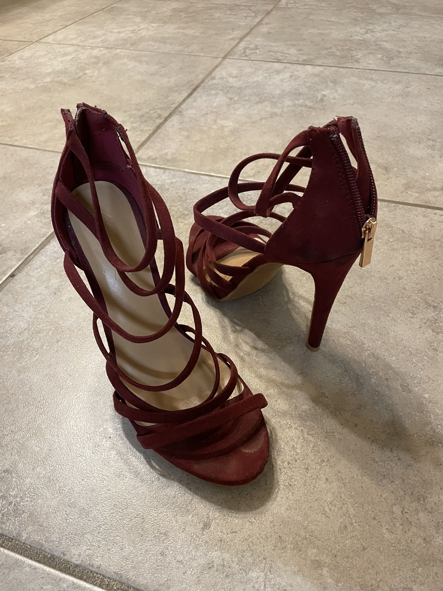 Strappy Burgundy Heels